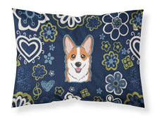 Load image into Gallery viewer, Blue Flowers Red Corgi Fabric Standard Pillowcase – Artistic Decorative Front, White Back BB5105PILLOWCASE