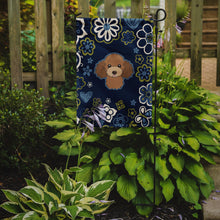 Load image into Gallery viewer, Blue Flowers Chocolate Brown Poodle Garden Flag - Outdoor Decorative Yard Flag BB5107GF