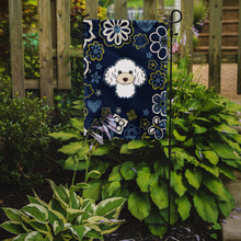 Load image into Gallery viewer, Blue Flowers White Poodle Garden Flag - Outdoor Decorative Yard Flag BB5108GF