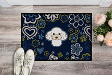 Load image into Gallery viewer, Blue Flowers White Poodle Doormat - 24x36 Decorative Floor Mat – Indoor/Outdoor Rug with Artistic Flair BB5108JMAT