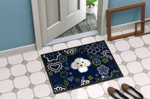 Load image into Gallery viewer, Blue Flowers White Poodle Doormat - 24x36 Decorative Floor Mat – Indoor/Outdoor Rug with Artistic Flair BB5108JMAT
