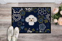 Load image into Gallery viewer, Blue Flowers White Poodle Doormat - 18x27 Decorative Floor Mat – Indoor/Outdoor Rug with Artistic Flair BB5108MAT