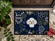 Load image into Gallery viewer, Blue Flowers White Poodle Doormat - 18x27 Decorative Floor Mat – Indoor/Outdoor Rug with Artistic Flair BB5108MAT
