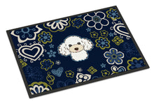 Load image into Gallery viewer, Blue Flowers White Poodle Doormat - 18x27 Decorative Floor Mat – Indoor/Outdoor Rug with Artistic Flair BB5108MAT