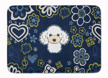 Load image into Gallery viewer, Blue Flowers White Poodle Machine Washable Memory Foam Mat BB5108RUG