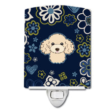 Load image into Gallery viewer, Blue Flowers Buff Poodle Ceramic Night Light BB5109CNL