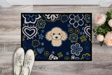 Load image into Gallery viewer, Blue Flowers Buff Poodle Doormat - 24x36 Decorative Floor Mat – Indoor/Outdoor Rug with Artistic Flair BB5109JMAT