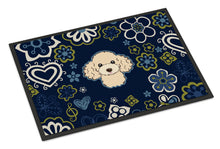 Load image into Gallery viewer, Blue Flowers Buff Poodle Doormat - 24x36 Decorative Floor Mat – Indoor/Outdoor Rug with Artistic Flair BB5109JMAT