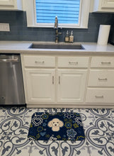 Load image into Gallery viewer, Blue Flowers Buff Poodle Machine Washable Memory Foam Mat BB5109RUG