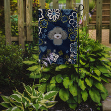 Load image into Gallery viewer, Blue Flowers Silver Gray Poodle Garden Flag - Outdoor Decorative Yard Flag