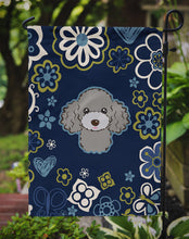 Load image into Gallery viewer, Blue Flowers Silver Gray Poodle Garden Flag - Outdoor Decorative Yard Flag