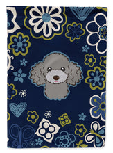 Load image into Gallery viewer, Blue Flowers Silver Gray Poodle Garden Flag - Outdoor Decorative Yard Flag