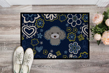 Load image into Gallery viewer, Blue Flowers Silver Gray Poodle Doormat - 24x36 Decorative Floor Mat – Indoor/Outdoor Rug with Artistic Flair BB5110JMAT