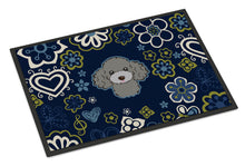 Load image into Gallery viewer, Blue Flowers Silver Gray Poodle Doormat - 24x36 Decorative Floor Mat – Indoor/Outdoor Rug with Artistic Flair BB5110JMAT