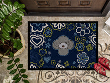 Load image into Gallery viewer, Blue Flowers Silver Gray Poodle Doormat - 18x27 Decorative Floor Mat – Indoor/Outdoor Rug with Artistic Flair BB5110MAT