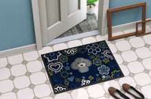 Load image into Gallery viewer, Blue Flowers Silver Gray Poodle Doormat - 18x27 Decorative Floor Mat – Indoor/Outdoor Rug with Artistic Flair BB5110MAT