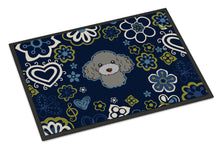 Load image into Gallery viewer, Blue Flowers Silver Gray Poodle Doormat - 18x27 Decorative Floor Mat – Indoor/Outdoor Rug with Artistic Flair BB5110MAT