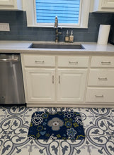 Load image into Gallery viewer, Blue Flowers Silver Gray Poodle Machine Washable Memory Foam Mat BB5110RUG