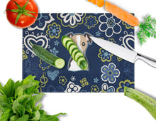 Load image into Gallery viewer, Blue Flowers Jack Russell Terrier Glass Cutting Boards – Durable, Decorative Kitchen Art Large BB5112LCB