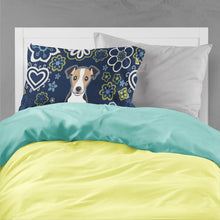 Load image into Gallery viewer, Blue Flowers Jack Russell Terrier Fabric Standard Pillowcase – Artistic Decorative Front, White Back BB5112PILLOWCASE
