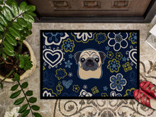Load image into Gallery viewer, Blue Flowers Fawn Pug Doormat - 24x36 Decorative Floor Mat – Indoor/Outdoor Rug with Artistic Flair BB5113JMAT