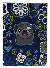 Load image into Gallery viewer, Blue Flowers Black Pug Garden Flag - Outdoor Decorative Yard Flag BB5114GF