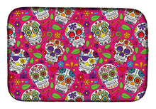 Load image into Gallery viewer, Day of the Dead Pink Dish Drying Mat – Absorbent, Artistic Kitchen Essentials BB5115DDM
