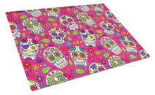 Load image into Gallery viewer, Day of the Dead Pink Glass Cutting Boards – Durable, Decorative Kitchen Art Large BB5115LCB