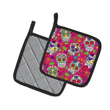 Load image into Gallery viewer, Day of the Dead Pink Pot Holders - Set of 2 - Heat-Resistant Kitchen Essentials BB5115PTHD