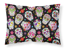 Load image into Gallery viewer, Day of the Dead Black Fabric Standard Pillowcase – Artistic Decorative Front, White Back BB5116PILLOWCASE