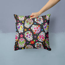 Load image into Gallery viewer, Day of the Dead Black Throw Pillow - 14x14 Decorative Pillow – Art for Your Home &amp; Patio BB5116PW1414