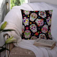 Load image into Gallery viewer, Day of the Dead Black Throw Pillow - 14x14 Decorative Pillow – Art for Your Home &amp; Patio BB5116PW1414