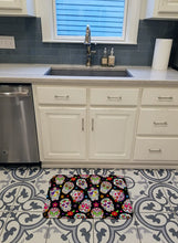 Load image into Gallery viewer, Day of the Dead Black Machine Washable Memory Foam Mat BB5116RUG