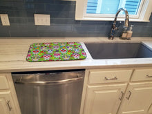 Load image into Gallery viewer, Day of the Dead Green Dish Drying Mat – Absorbent, Artistic Kitchen Essentials BB5117DDM