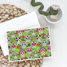 Load image into Gallery viewer, Day of the Dead Green Greeting Cards -  Blank Note Cards – 8-Pack of Artist-Designed Cards with Envelopes
