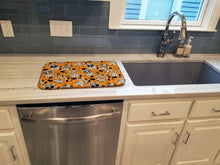 Load image into Gallery viewer, Day of the Dead Orange Dish Drying Mat – Absorbent, Artistic Kitchen Essentials BB5118DDM