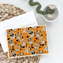 Load image into Gallery viewer, Day of the Dead Orange Greeting Cards -  Blank Note Cards – 8-Pack of Artist-Designed Cards with Envelopes
