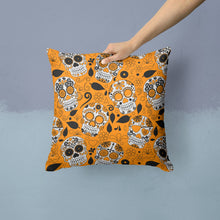 Load image into Gallery viewer, Day of the Dead Orange Throw Pillow - 14x14 Decorative Pillow – Art for Your Home &amp; Patio BB5118PW1414