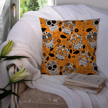 Load image into Gallery viewer, Day of the Dead Orange Throw Pillow - 14x14 Decorative Pillow – Art for Your Home &amp; Patio BB5118PW1414