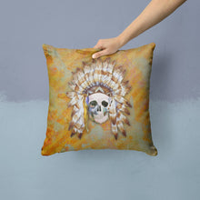 Load image into Gallery viewer, Day of the Dead Indian Skull Throw Pillow - 14x14 Decorative Pillow – Art for Your Home &amp; Patio BB5121PW1414