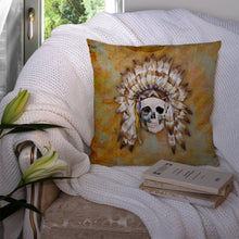 Load image into Gallery viewer, Day of the Dead Indian Skull Throw Pillow - 14x14 Decorative Pillow – Art for Your Home &amp; Patio BB5121PW1414