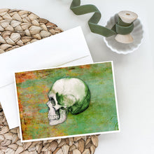 Load image into Gallery viewer, Day of the Dead Green Skull Greeting Cards -  Blank Note Cards – 8-Pack of Artist-Designed Cards with Envelopes