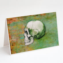 Load image into Gallery viewer, Day of the Dead Green Skull Greeting Cards -  Blank Note Cards – 8-Pack of Artist-Designed Cards with Envelopes