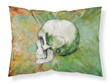 Load image into Gallery viewer, Day of the Dead Green Skull Fabric Standard Pillowcase – Artistic Decorative Front, White Back BB5122PILLOWCASE
