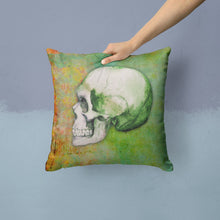 Load image into Gallery viewer, Day of the Dead Green Skull Throw Pillow - 14x14 Decorative Pillow – Art for Your Home &amp; Patio BB5122PW1414
