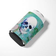 Load image into Gallery viewer, Day of the Dead Teal Skull Can or Bottle Hugger BB5123CC
