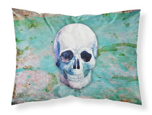 Load image into Gallery viewer, Day of the Dead Teal Skull Fabric Standard Pillowcase – Artistic Decorative Front, White Back BB5123PILLOWCASE