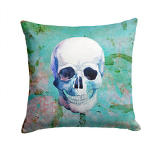 Load image into Gallery viewer, Day of the Dead Teal Skull Throw Pillow - 14x14 Decorative Pillow – Art for Your Home &amp; Patio BB5123PW1414