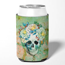 Load image into Gallery viewer, Day of the Dead Skull with Flowers Can or Bottle Hugger BB5124CC
