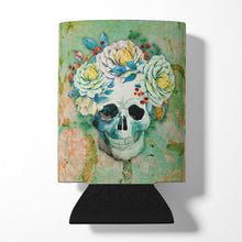 Load image into Gallery viewer, Day of the Dead Skull with Flowers Can or Bottle Hugger BB5124CC